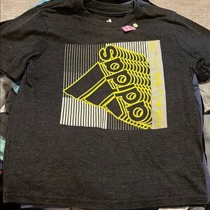 adidas Black Tee with Neon Yellow Graphic size 6